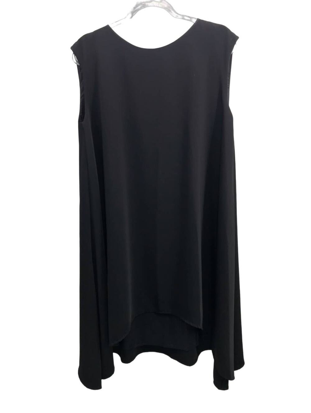Annie P Ricky Black Sleeveless Pleated Back Shift Dress 44 Made in Italy